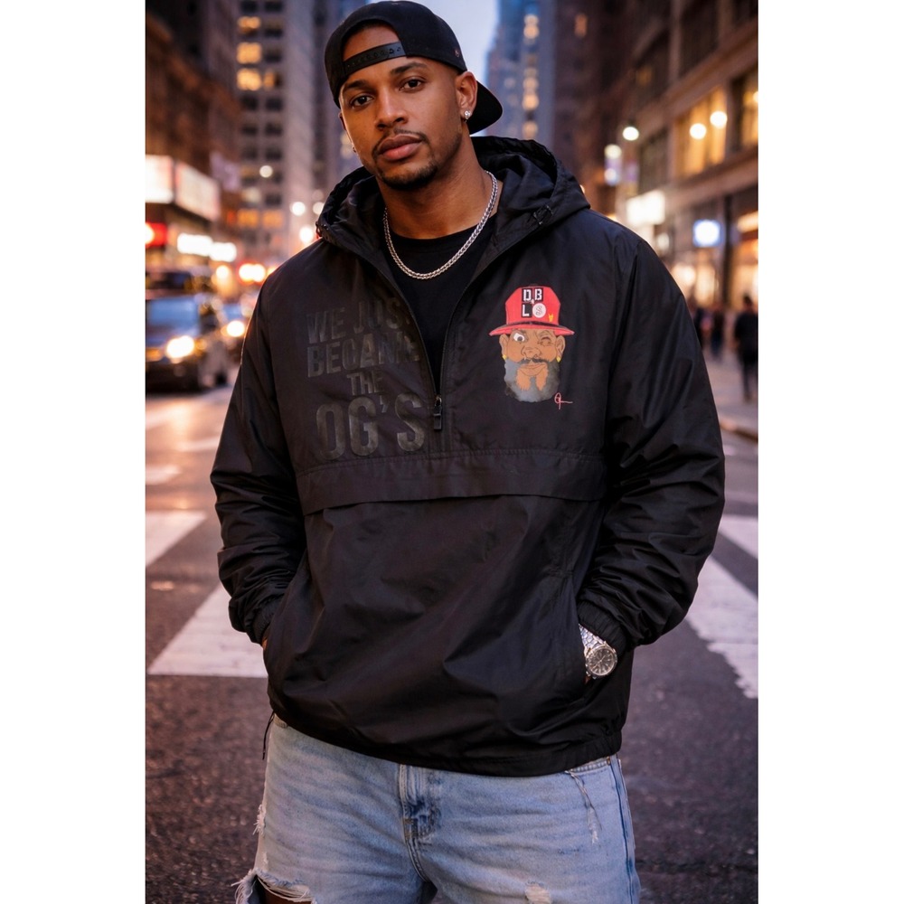 Champion Mens We Just Became The OGs Graphic Anorak Windbreaker Jacket Black S